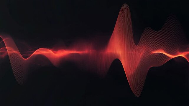 high technology futuristic modern theme abstract background,  red light sound acoustic wave on black background