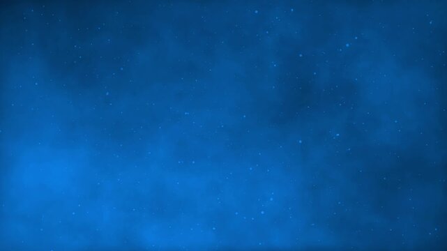Loopable abstract background - gradient of blue hues with a subtle, billowing smoke or mist effect and small, floating particles