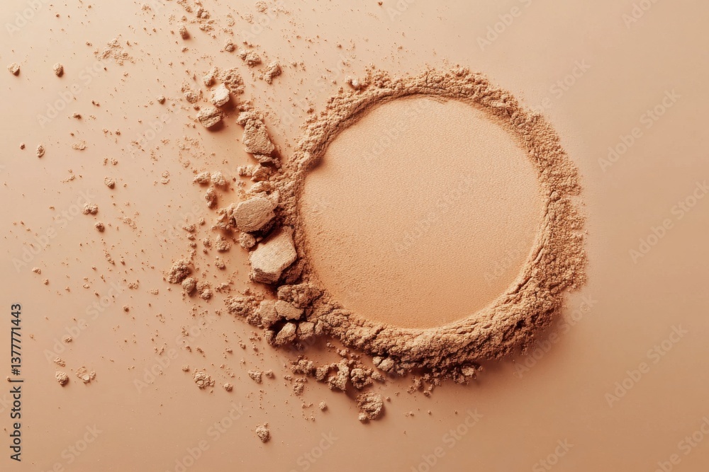 Poster colorful loose powder arranged in a circular pattern on a smooth surface showcasing makeup artistry 