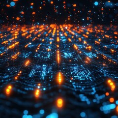 Obraz premium Abstract Digital Network Data Flow, Futuristic Technology Background