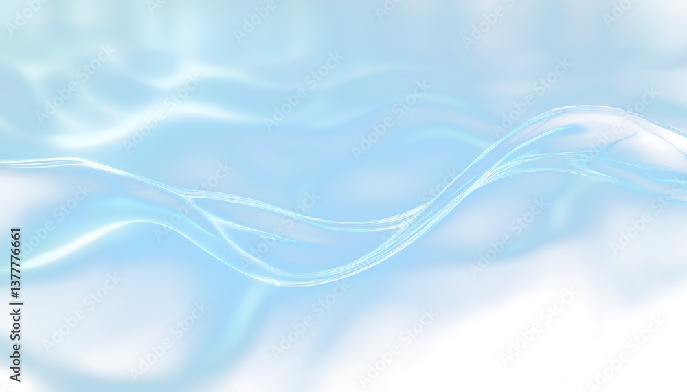 Poster blue abstract background with soft curves. swirling, blue wave with translucent ripples.