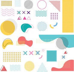 memphis style elements color geometry