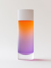 Fototapeta premium Sleek minimalistic cylinder design exudes elegance with frosted glass lid and gradient sticker capturing artistic essence