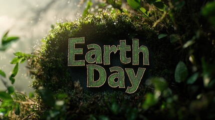 Earth day celebration graphic image lush forest background