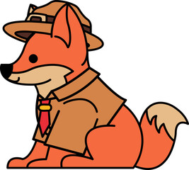 isolate illustration of Shiba Inu in Scouting Outfit