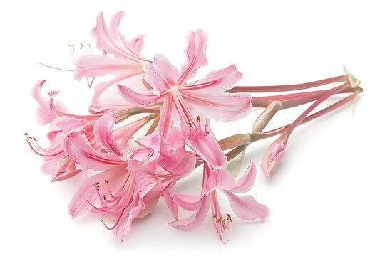 Pink Nerine Isolated on White Background. Beautiful Nerine Flower