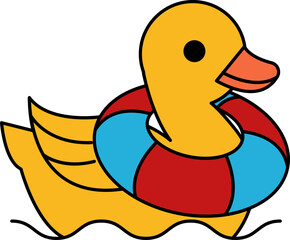 isolate illustration of Duck with swim ring