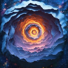 Cosmic Rose Abstract Nebula Flower in Deep Space