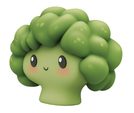 Cartoon Broccoli PNG Transparent Background, Ideal for Health and Design Elements