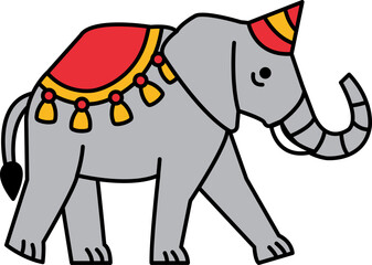 isolate illustration of Elephant in festival costumes