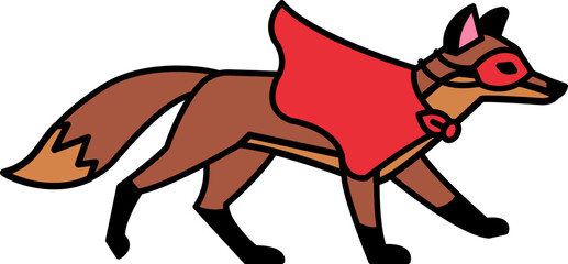 isolate illustration of Fox with mask and cape