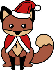 isolate illustration of Fox in a Santa costume