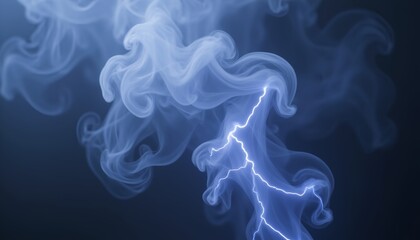 Obraz premium Lightning Arcing Through Ethereal Smoke Against Dark Sky.