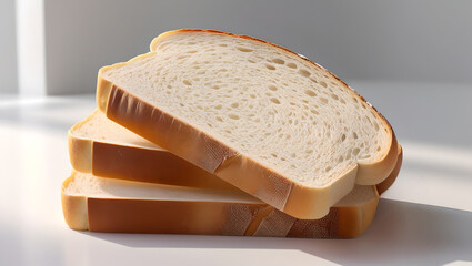 Freshly loaf of whole grain bread slices with white background 