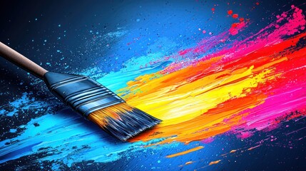 Fototapeta premium Vibrant Strokes of Imagination: A Colorful Brushstroke Masterpiece