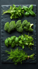 greens on a cutting board