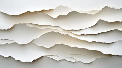 Fototapeta premium Layered waves of soft torn paper create a harmonious and textured backdrop filled with subtle shadows and a clean negative space inviting creativity and inspiration