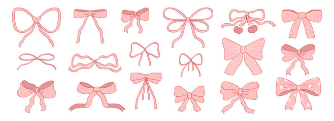 Pink girly vintage bow set
