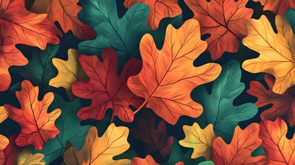 Autumn Oak Leaves Background. (30)