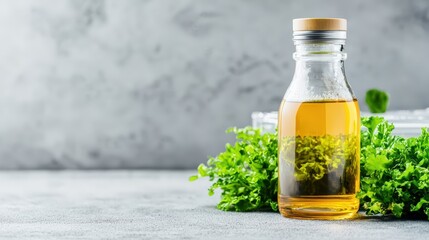 A detailed capture of a hydroponic nutrient solution, highlighting the rich composition and vibrant hues as it flows into a state-of-the-art growing system, surrounded by ample for branding and text