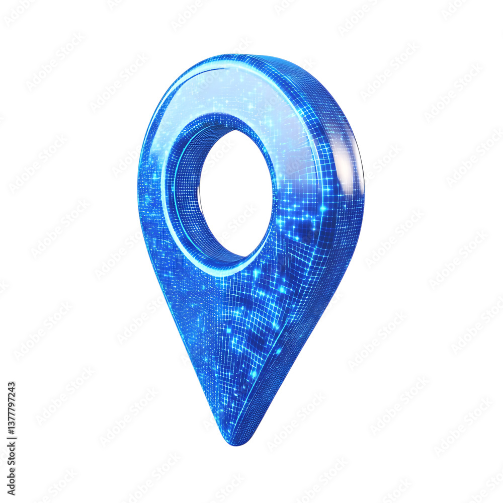 Poster blue digital map pin location icon gps navigation pointer technology concept transparent background