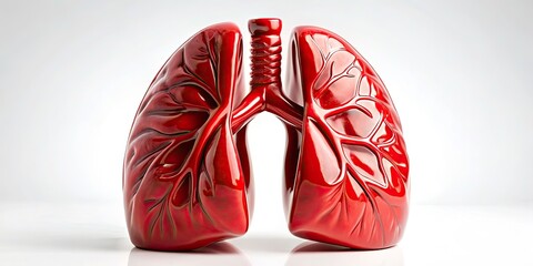 Red Porcelain Lungs Architectural Photography - Striking White Background Studio Shot