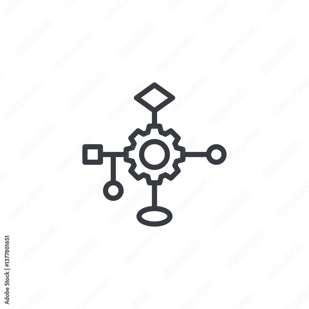 Poster ai-powered workflow line icon