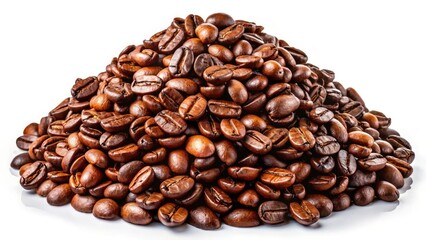 Obraz premium Long Exposure Coffee Beans Photography: Roasted Coffee Bean Pile on White Background