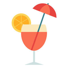 cocktail with umbrella and slice of lemon