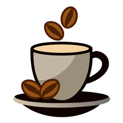 espresso cup with coffee beans