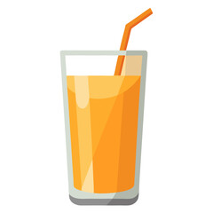 glass of fresh orange juice with straw