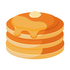 stack of fluffy pancakes with syrup