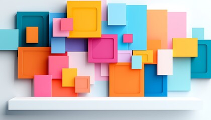 Colorful 3D Square Wall Art.