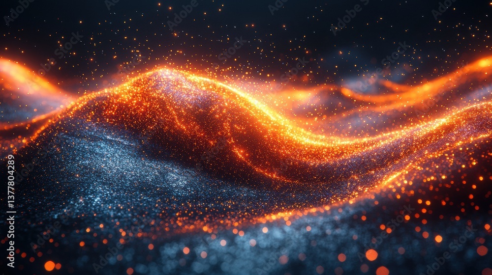 Poster stunning abstract background featuring glowing digital waves of luminous energy and particles flowin