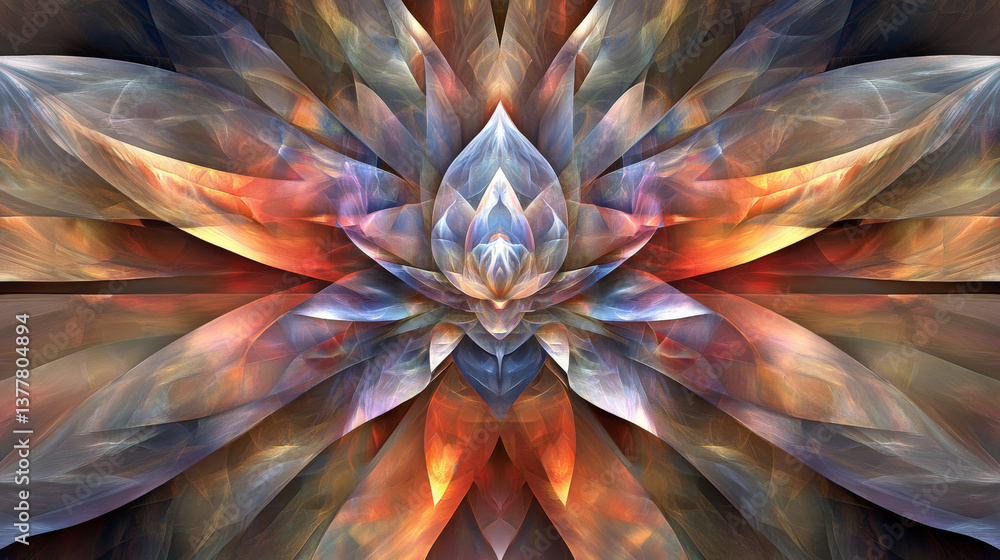 Poster vibrant abstract floral design with intricate patterns