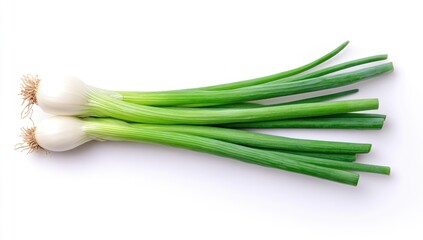 Fresh scallions on white background (1)