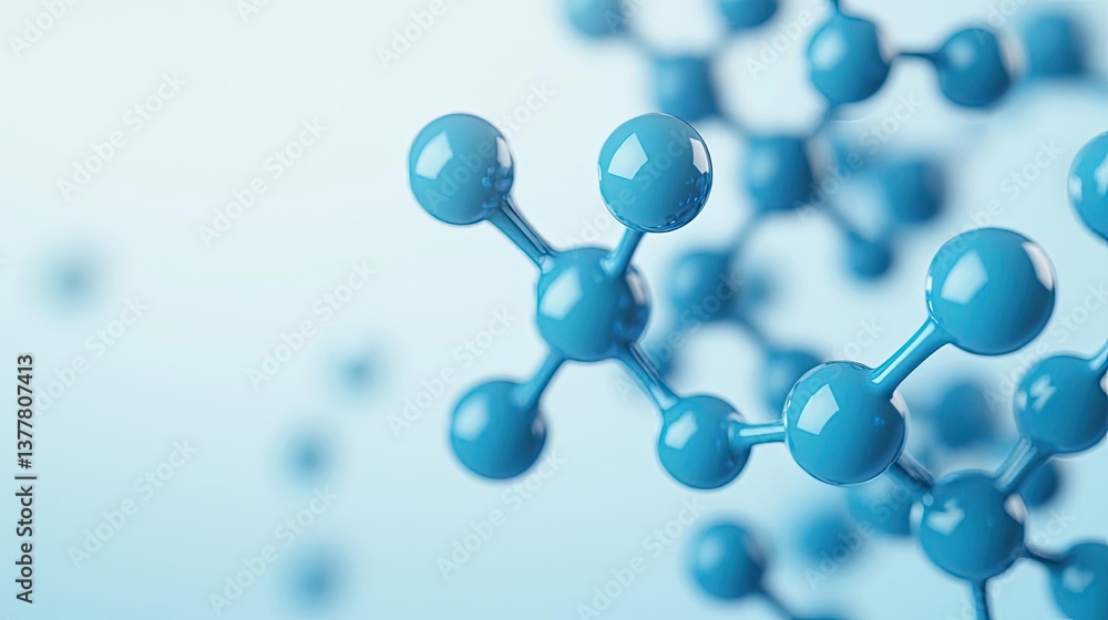 Poster blue exosome particles in scientific three-dimensional concept. close-up view of blue molecular stru
