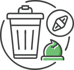 Reduce Food Waste Icon – Trash Bin Pictogram Symbol for Sustainability