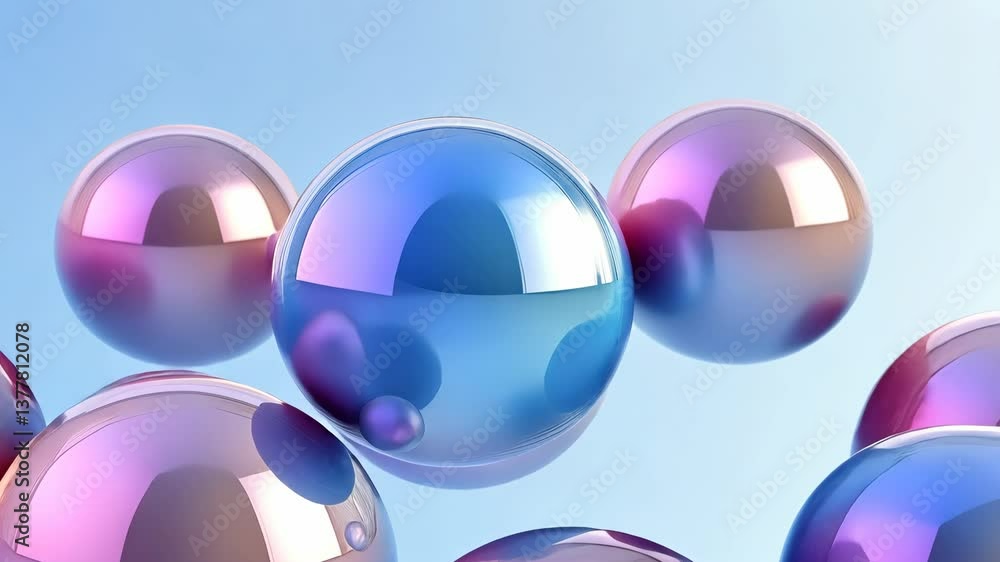 Poster colorful translucent spheres reflect light and create an eye-catching display in a serene environmen