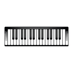 Fototapeta premium Grand Piano Keys Sketch Silhouette, Vector, Icon, Logo, White Background.