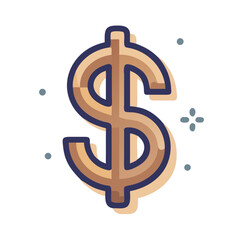 Obraz premium Bold dollar sign in flat cartoon icon