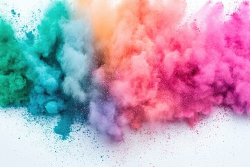 Fototapeta premium colorful rainbow holi paint color powder explosion isolated on white background with copy space