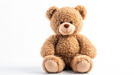Fototapeta premium Cute Teddy Bear Sitting Isolated on White Background for Children