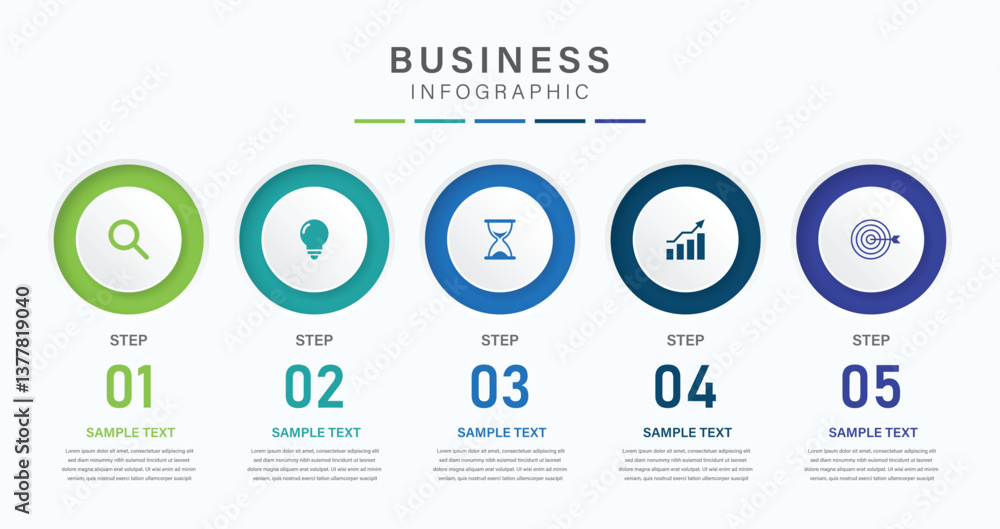 Wall mural vector infographic label design with circle infographic template design and 5 options or steps. can 
