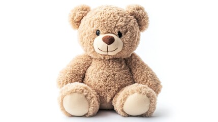 Fototapeta premium Cute Teddy Bear Sitting on White Background Ready for a Hug