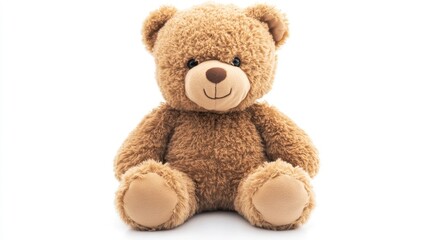 Cute Teddy Bear Sitting Down on White Background Perfect Gift Idea