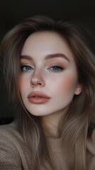 Fototapeta premium Young caucasian female with freckles and blonde hair posing