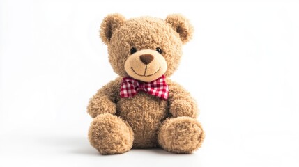 Fototapeta premium Cute Teddy Bear with Bow Tie Sitting on White Background