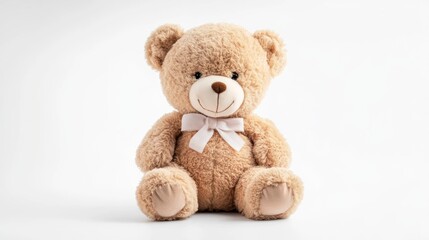 Fototapeta premium Cute Teddy Bear Sitting with Bow Tie on White Background