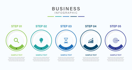 Vector infographic label design with circle infographic template design and 5 options or steps. Can be used for process diagram, presentations, workflow layout, banner, flow chart, info graph.